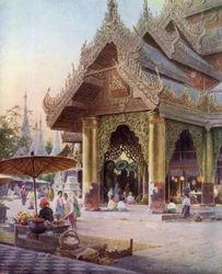 Shrine on the Platform of the Shwedagon Pagoda, Rangoon, Burma 1905